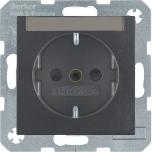 Berker 41491606 Schutzkontakt-Steckdose mit Beschriftungsfeld, erhöhtem Berührungsschutz und Schraub-Liftklemmen S.x/B.x anthrazit matt