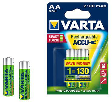 Varta ACCU Batterien 56706 AA/Mignon Akku 2100mAh, 2-Stück