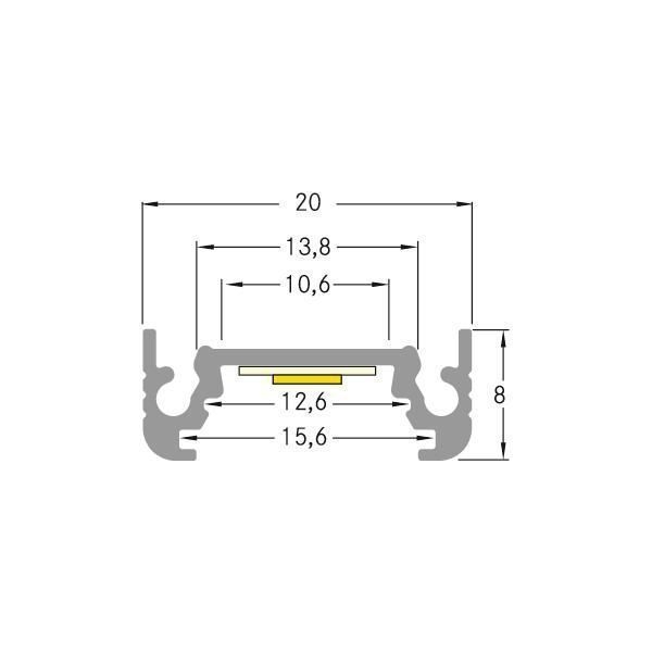 Brumberg 53600260 LED-Anbauprofil, 2000 x 20 x 8 mm, aluminum