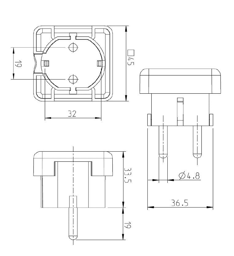 Bachmann 911.270 Schutzkontakt-Stecker (Winkel/Fläche), 16 A, 250 V, bruchfest, mit seitlicher Einführung, IP20, weiß