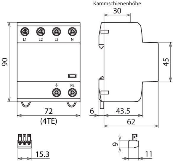 Dehn 941406 Anwendungsopt. Kombi-Ableiter DEHNshield B Typ 1+2 für dreiphasige TN-S-Systeme