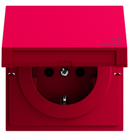 Gira 4454708 Schutzkontakt-Steckdose Klappdeckel WSV , System 70, rot glänzend