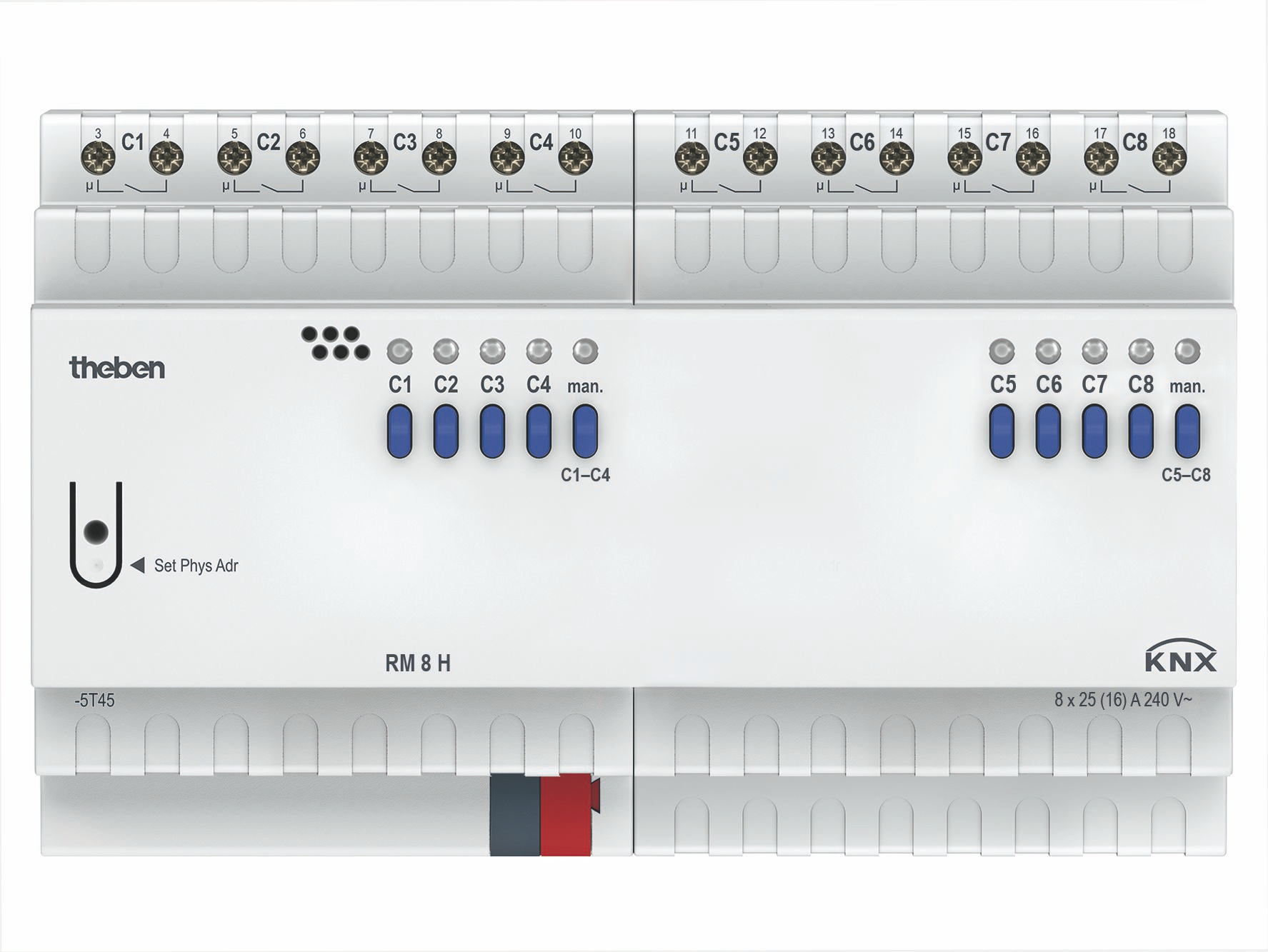 Theben 4940217 RM 8 H KNX Schaltaktor, 8 Kanäle, 25 A