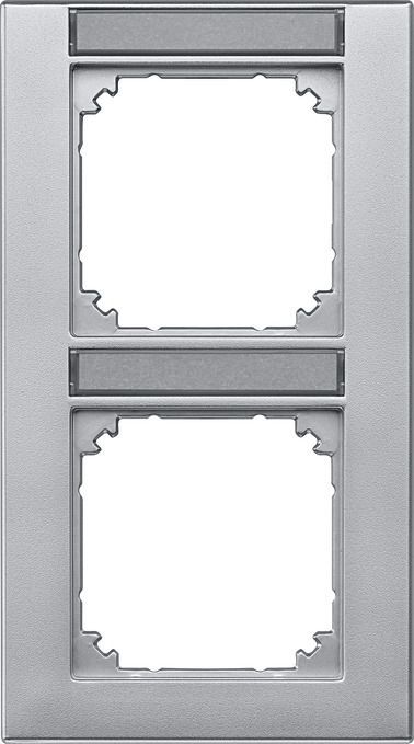 Merten 476260 Rahmen 2-fach beschriftbar, senkrechte Montage, M-PLAN, aluminium