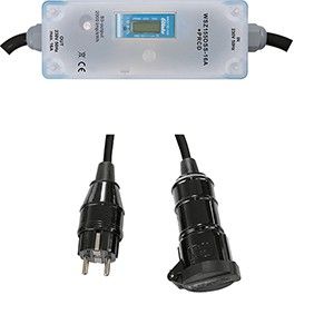 Eltako 28016115 Mobiler Wechselstromzähler 16 A mit Schutzkontaktstecker und Schutzkontaktkupplung, MID, 155 x 60 x 82 mm