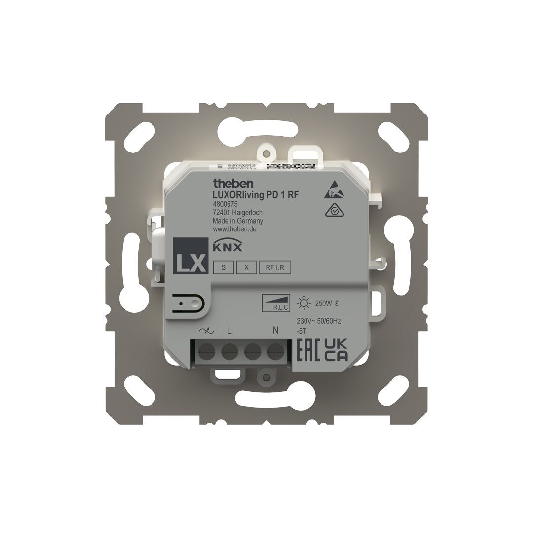 Theben 4800675 LUXORliving PD 1 RF 2-/4-fach Funk-Taster mit Dimmaktor KNX