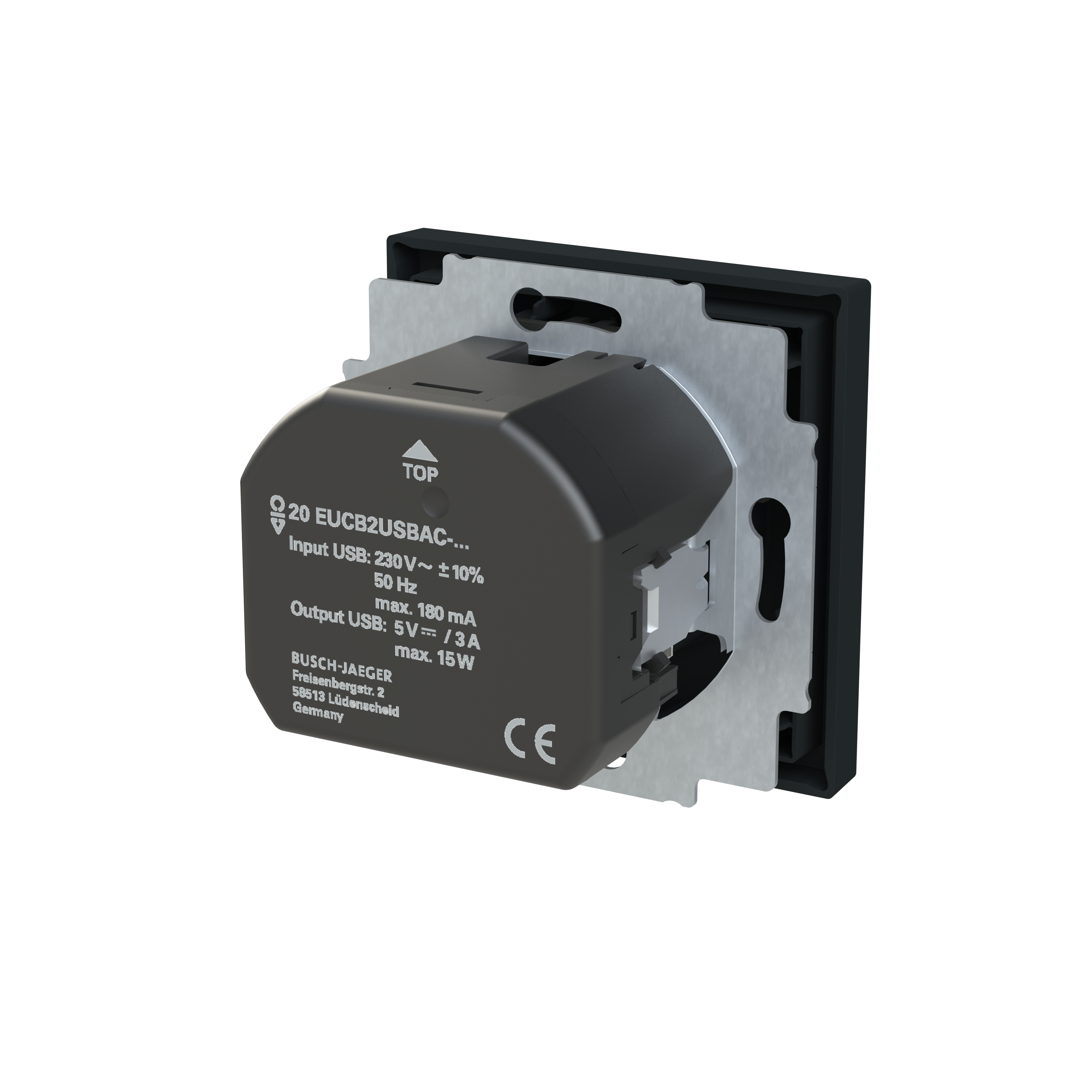 Busch-Jaeger 20 EUCB2USBAC-45M Schutzkontakt-/USB-A+C Steckdose Safety+, mit Befestigungskrallen, schwarz matt, Busch-art linear