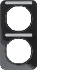 Berker 10122125 Rahmen 2-fach mit Beschriftungsfeld, R.1, schwarz glänzend