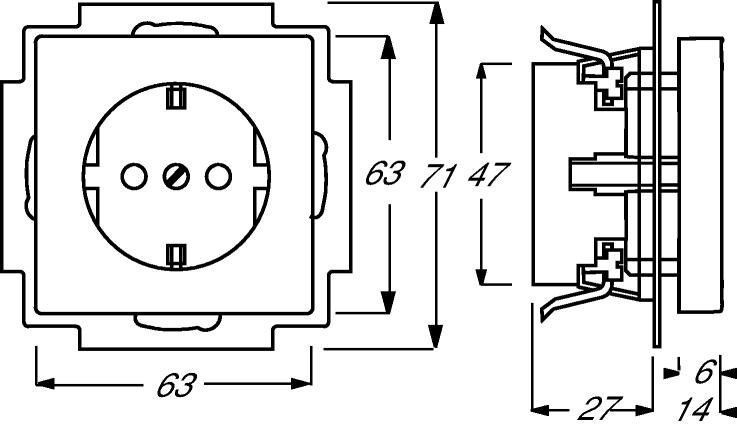 Busch-Jaeger 20 EUN-884 Schutzkontakt-Steckdose mit Beschriftungsfeld, mit Befestigungskrallen, studioweiß matt, Plattform 63