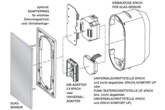 Berker 75643034 Glas-Sensor 3-fach mit Temperaturregler, TS Sensor, alu