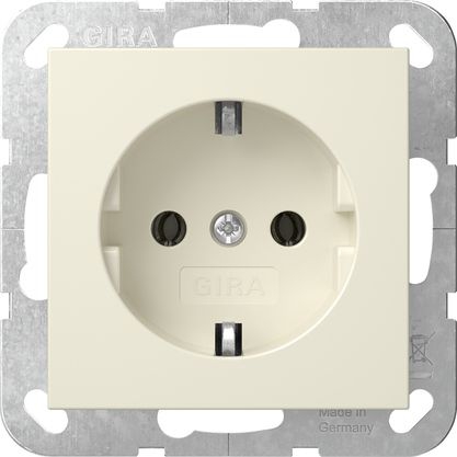 Gira 418001 Schutzkontakt-Steckdose mit Schraubklemmen, System 55, cremeweiß glänzend