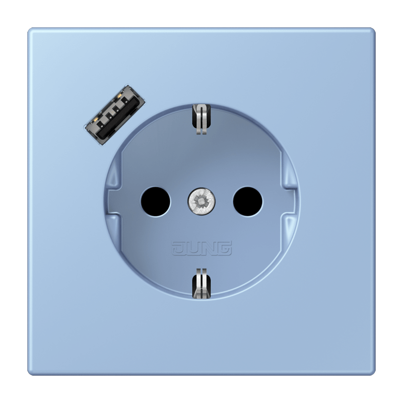 Jung LC152018A207 Schutzkontakt-Steckdose mit USB-Ladegerät Typ A, Safety+, Les Couleurs® 32021, outremer moyen