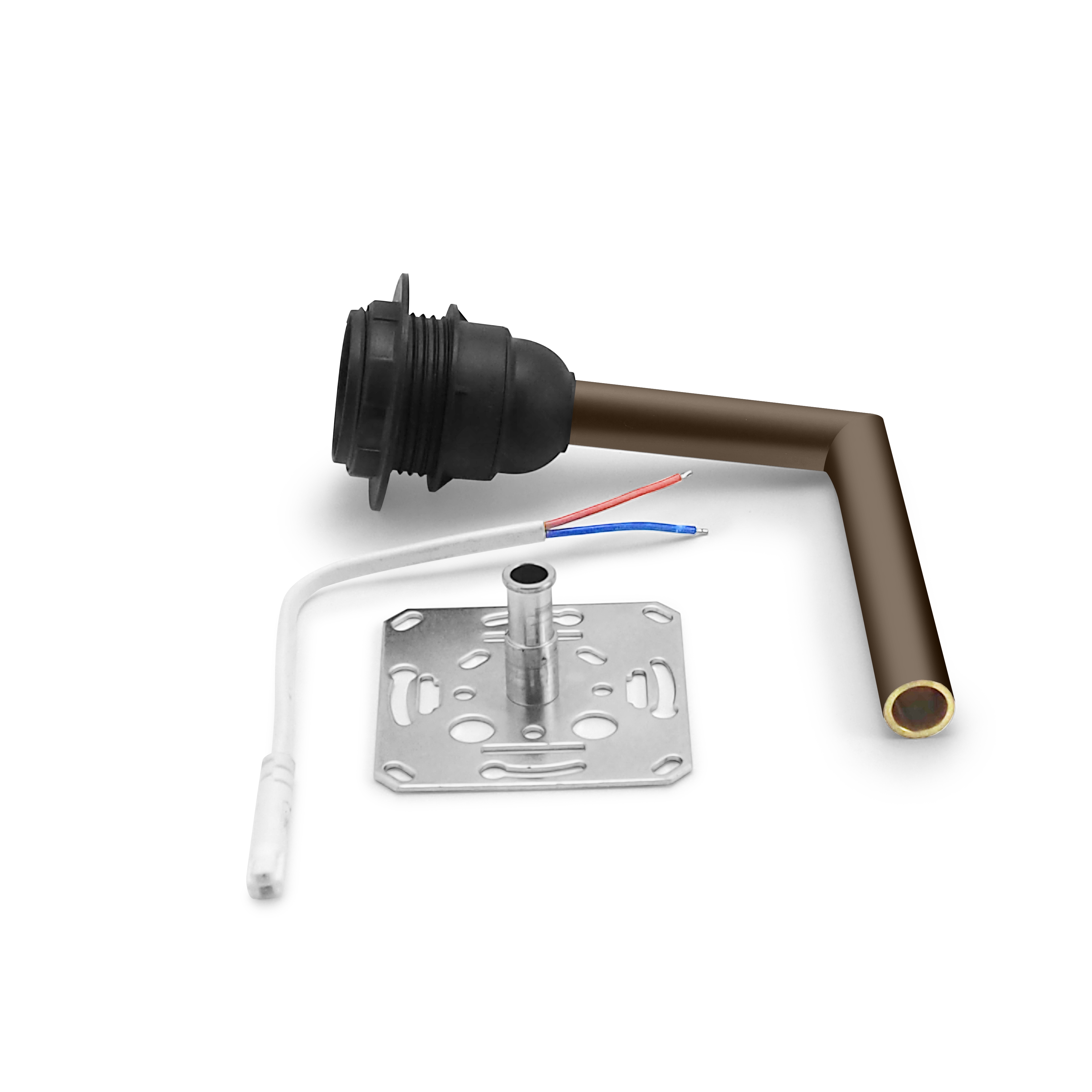qles SLA6052 Schirmlampe 80x120mm - ohne Lampenschirm, für Merten D-Life, E27/230V, Moccametallic, Metall