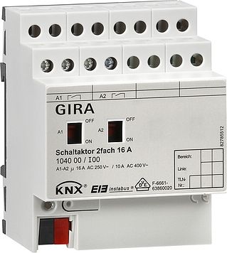 Gira 104000 Schaltaktor 2-fach, 16A, mit Handbetätigung