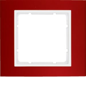 Berker 10113022 Rahmen 1-fach, B.3, Alu, rot/polarweiß
