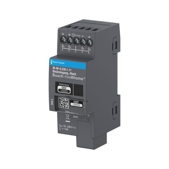 Busch-Jaeger BI-M-4.230.1.11 Binäreingang, 4-fach, 230 V, REG, 2 TE, grau, Busch-free@home®
