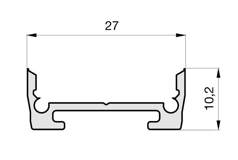 Radium TRPA2551 Aufbauprofil, Medium, U Flat, 1000mm