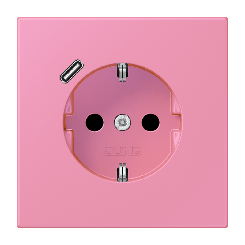 Jung LC152018C246 Schutzkontakt-Steckdose mit USB-Ladegerät Typ C, Safety+, Les Couleurs® 4320C, rose vif