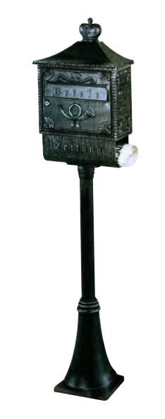 Albert 600700 Wandbriefkasten im Nostalgie-/Antikdesign, schwarz-silber