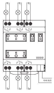 Finder 196K90304300 KNX-Schaltaktor für DIN-Schiene, 6 Ausgangskontakte, 16 A, individuell konfigurierbar als Schließer oder Öffner
