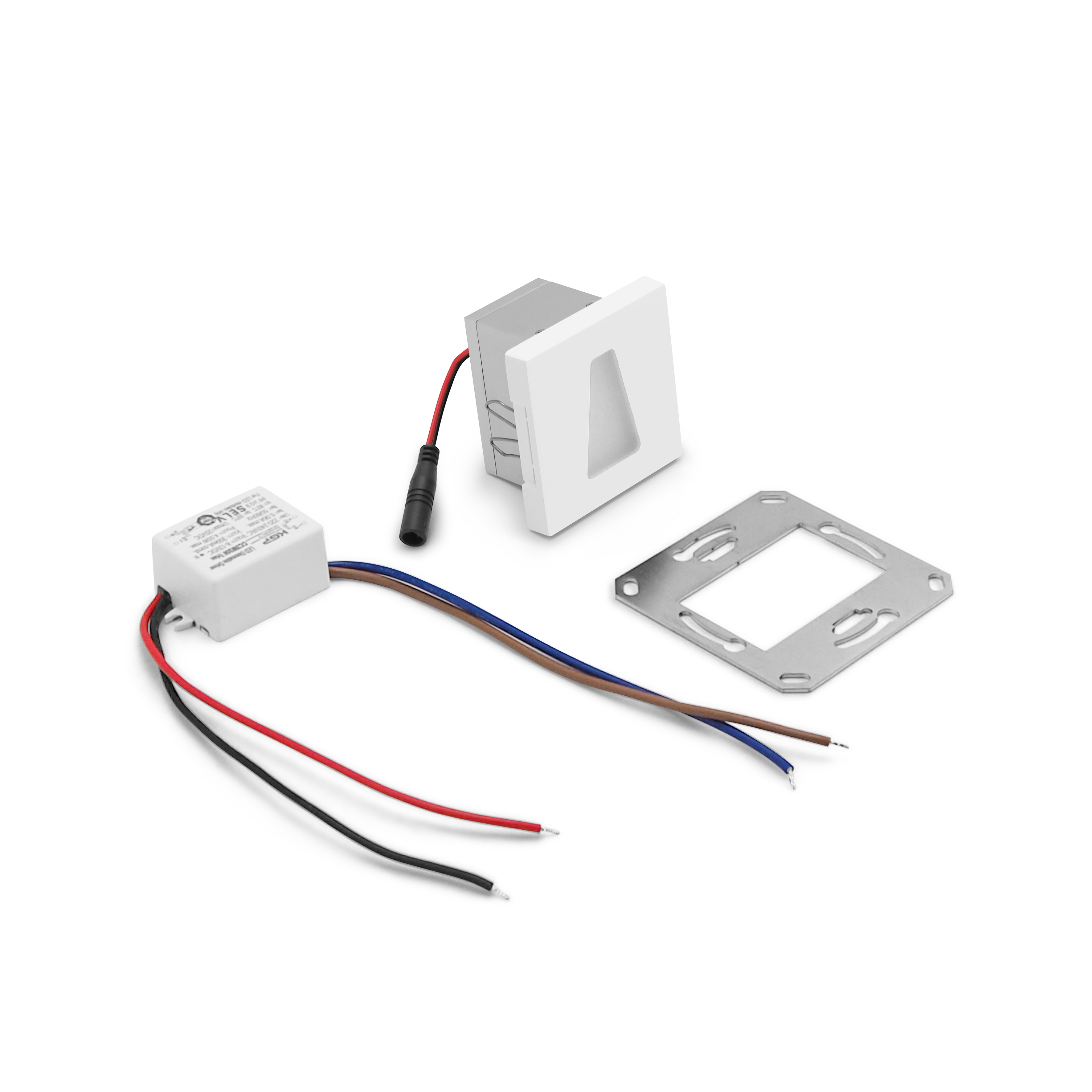 qles WET0625 Wandeinbauleuchte Trapez, für Merten System-M, beleuchtet/LED/warmweiß (3000k), Aktivweiß glänzend, brillant, IP44