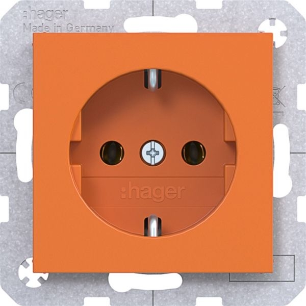Hager WAS1100AP Schutzkontaktsteckdose, Steckklemmen, A.x/C.x, orange glänzend
