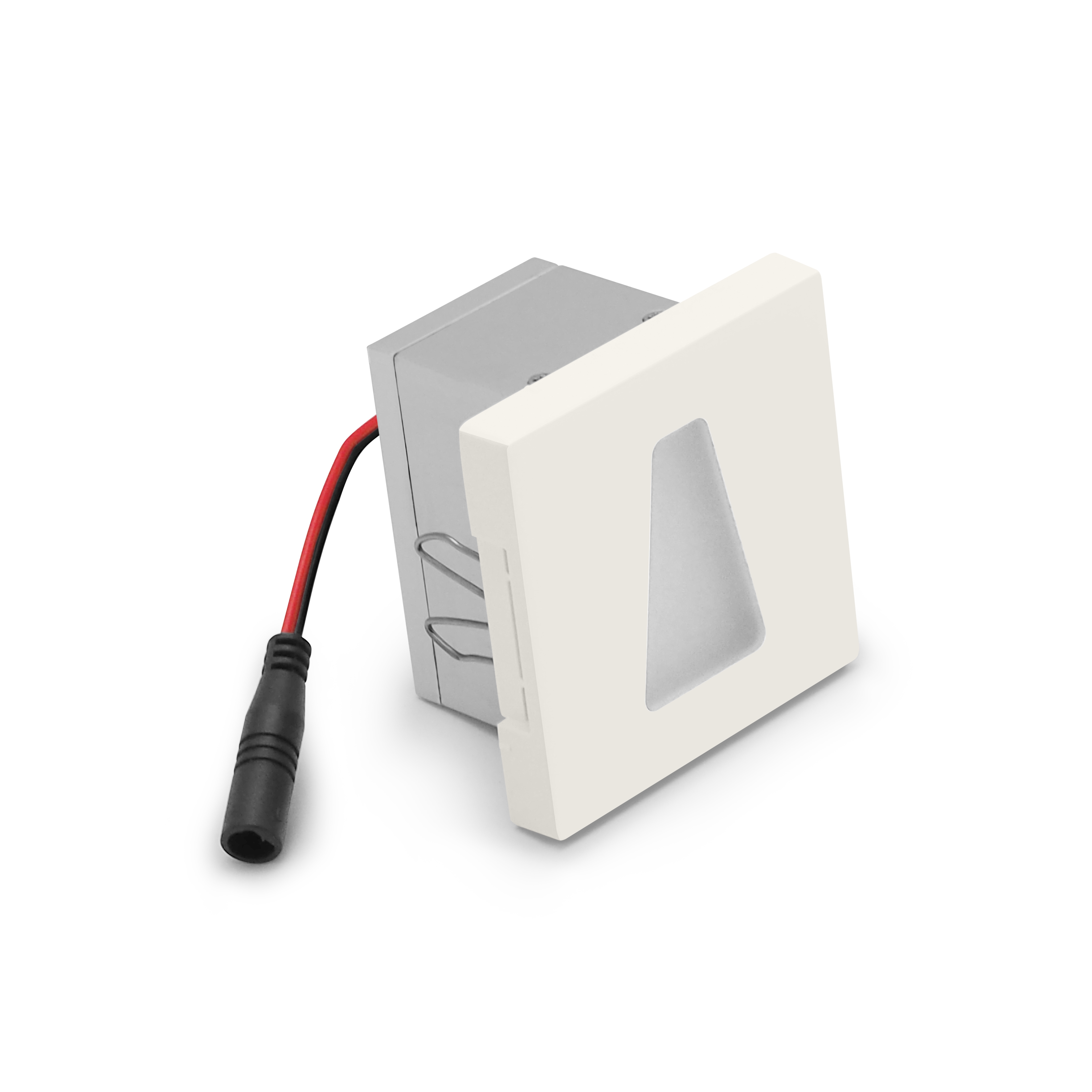 qles WET0619 Wandeinbauleuchte Trapez, für Merten System-M, beleuchtet/LED/warmweiß (3000k), Polarweiß glänzend, brillant, IP44