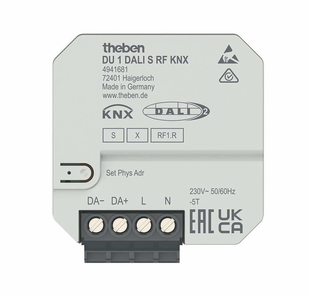 Theben 4941681 DU 1 DALI S RF KNX UP 1-fach Funk-DALI-Aktor, KNX RF, Data Secure,