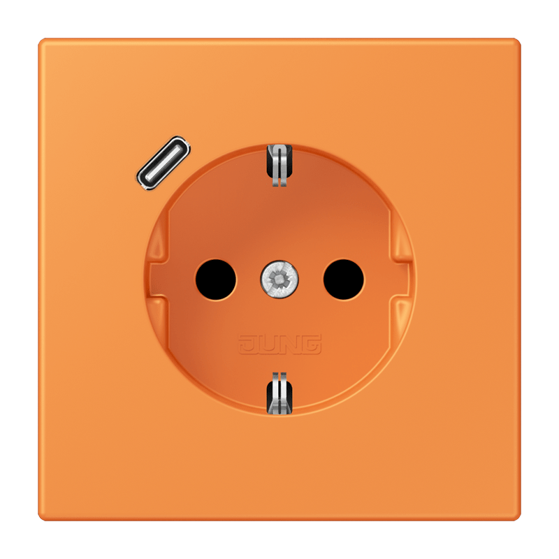 Jung LC152018C225 Schutzkontakt-Steckdose mit USB-Ladegerät Typ C, Safety+, Les Couleurs® 32081, orange clair
