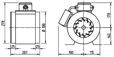 Helios 05890 RRK 200 EX Radial-Rohrventilator 1-PH, EX-geschützt, II 2G, 230V, 50Hz, 200W