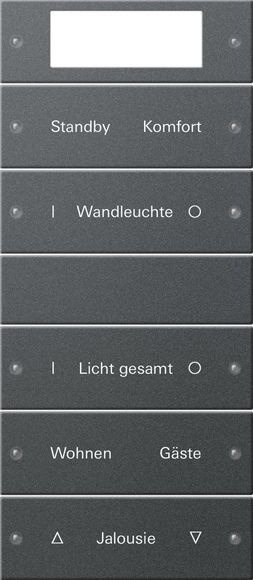 Gira 221528 Wippenset 5-fach Plus (2+3) beschreibbar, System 55, Anthrazit (lackiert)