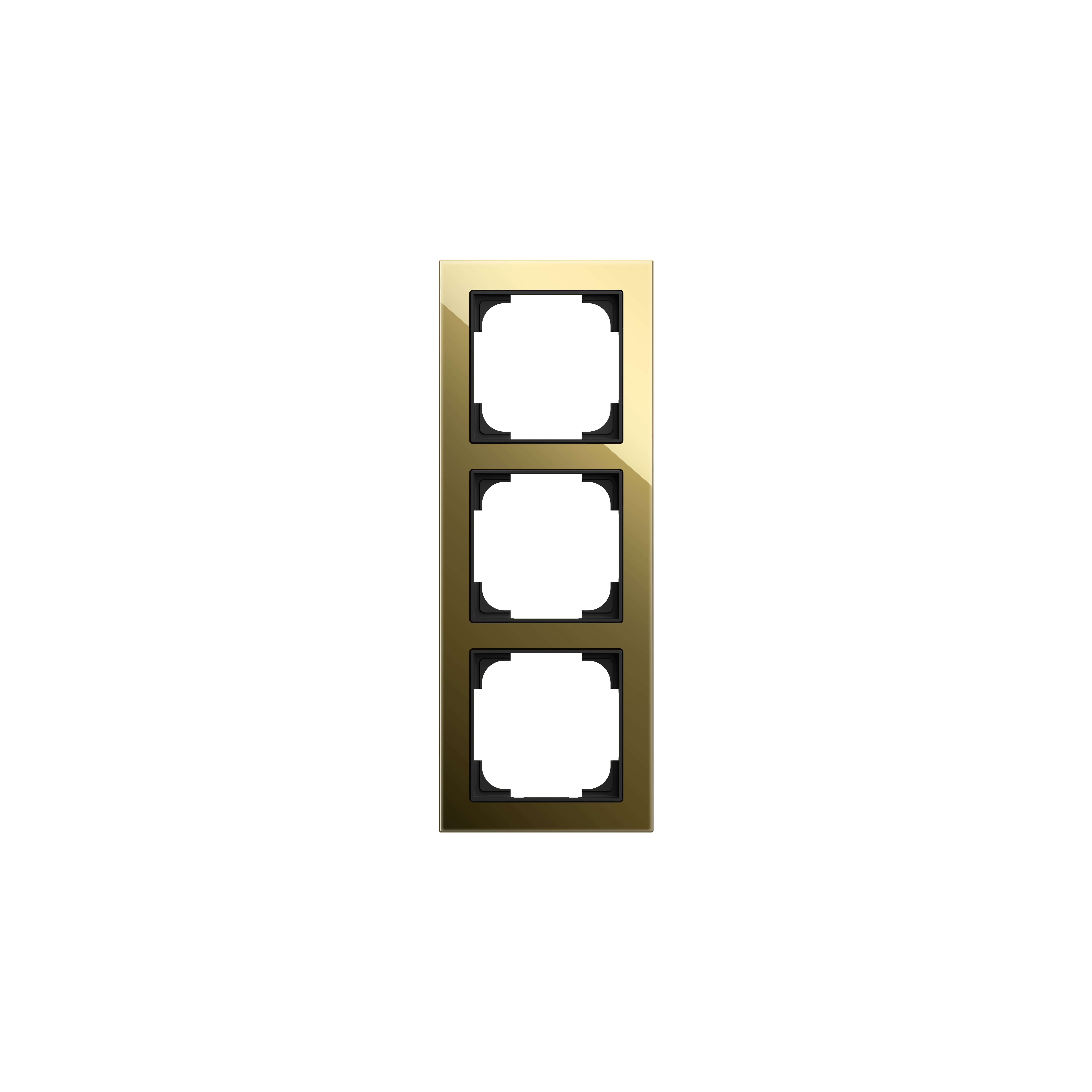 Busch-Jaeger 1723-4013 Abdeckrahmen 3-fach,  Busch-art linear, glas schwarz / gold glänzend