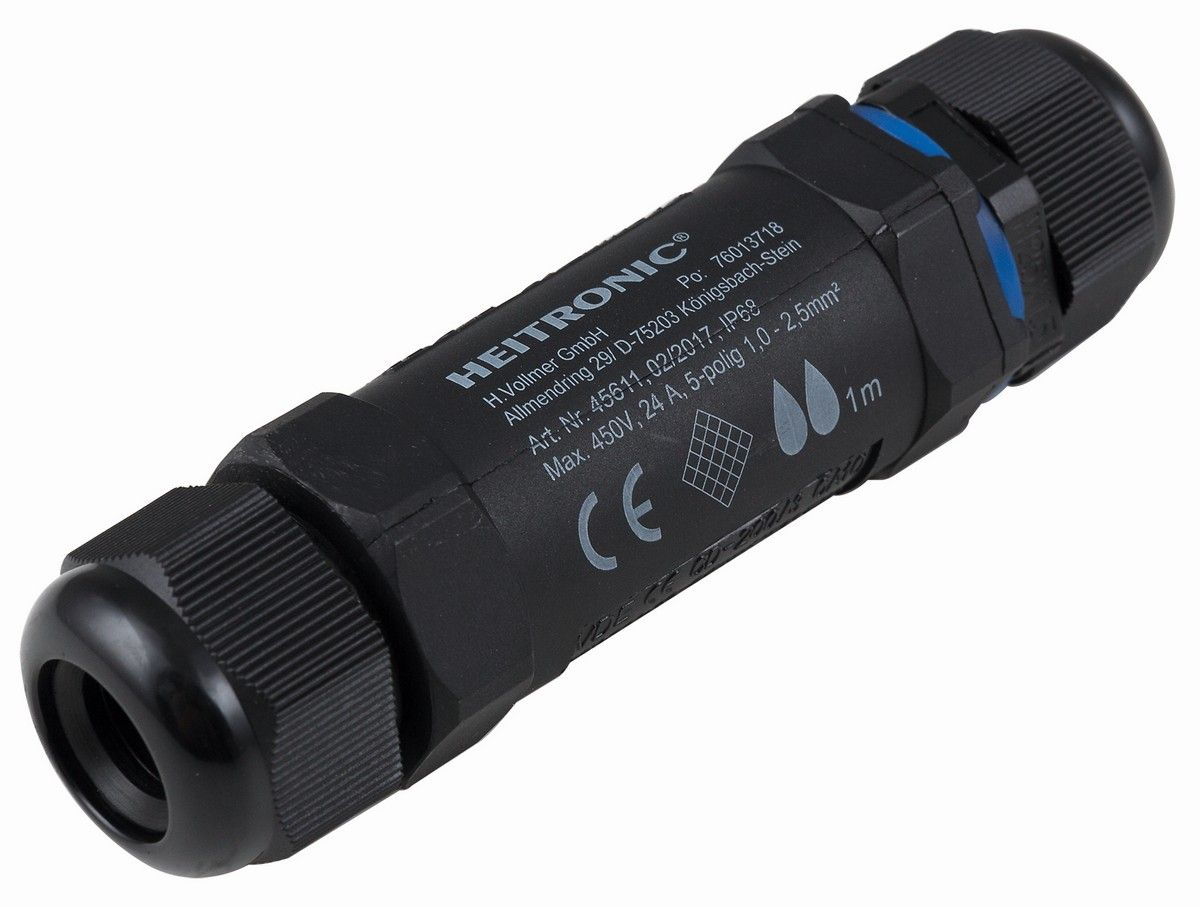 Heitronic 45611 Kabelverbinder 5-polig IP68, M25 (8-14mm Kabeldurchmesser), UV-beständig, wetterfest, für den Außenbereich