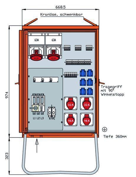 Walther Electric WV0434R1 Verteilerschrank 69kVA, reinweiß