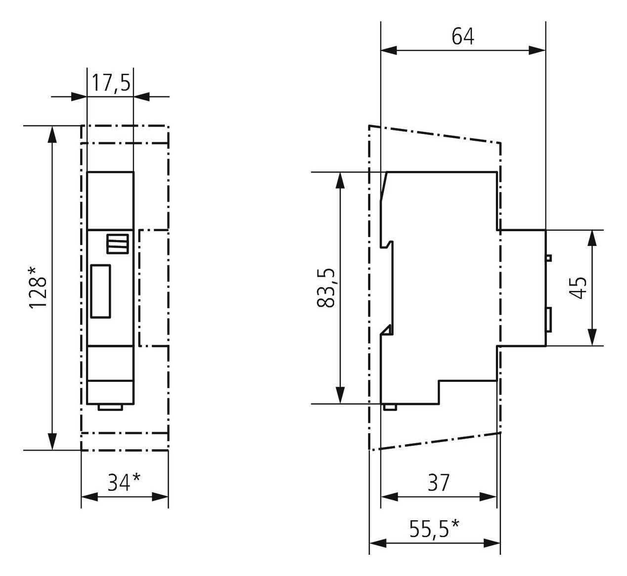 Theben 0080002 ELPA 8 Treppenlicht-Zeitschalter, elektromechanisch, TLZ, ohne Stand-By-Verbrauch, 3-Leiter, 4-Leiter, nachschaltbar nach 30 Sekunden, 300 W LED, Kippschalter für Dauerlicht