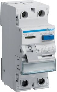 Hager CFA 263 D Fehlerstrom-Schutzschalter, 2polig, 63A, 300mA, Typ A