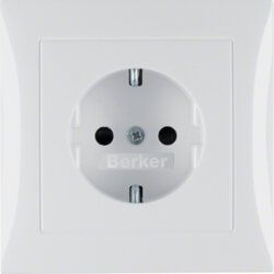 Berker 47428989 Schutzkontakt-Steckdose mit Abdeckplatte, S.1/B.3/B.7, polarweiß glänzend
