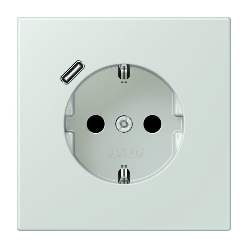 Jung LC152018C215 Schutzkontakt-Steckdose mit USB-Ladegerät Typ C, Safety+, Les Couleurs® 32034, céruléen pâle