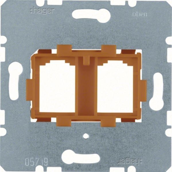 Hager WDF4716P Tragplatte mit orangefarbener Aufnahme 2-fach für Modular Jack, Unterputz, orange