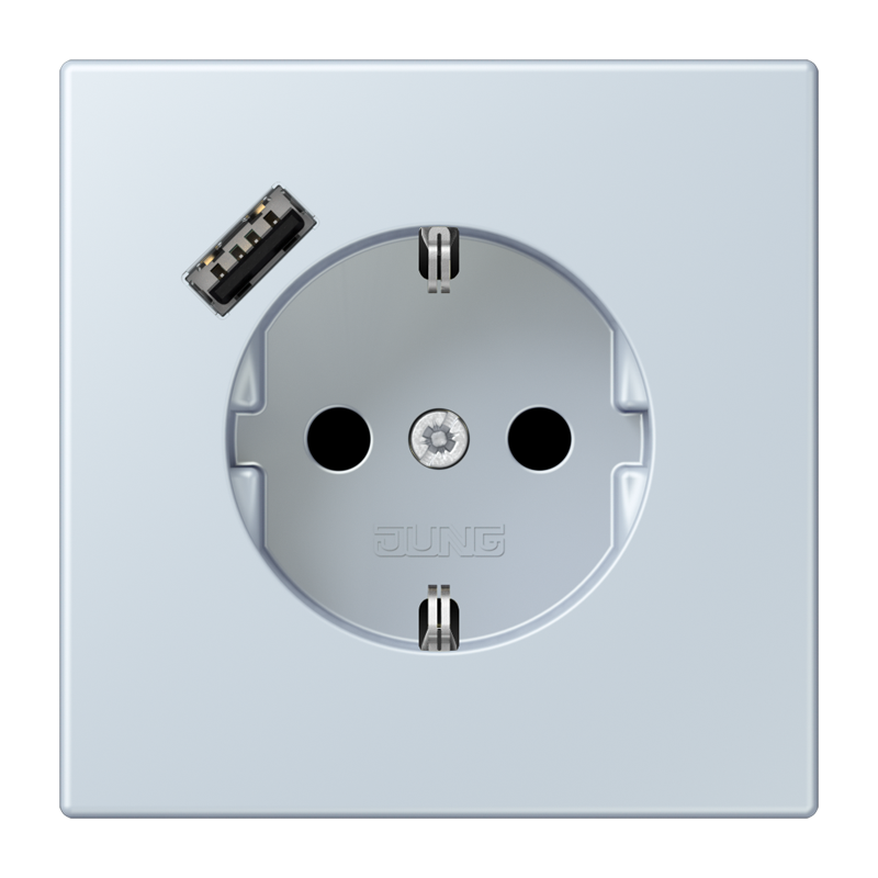 Jung LC152018A209 Schutzkontakt-Steckdose mit USB-Ladegerät Typ A, Safety+, Les Couleurs® 32023, outremer pâle