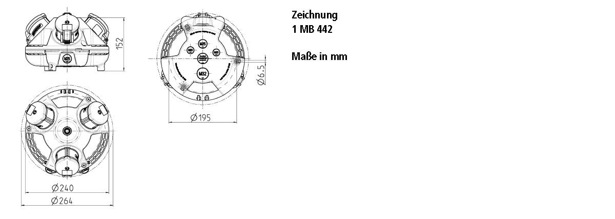 Mennekes 94351GE 3KRAFT Steckdosen-Kombination, IP44, 3x Schutzkontakt