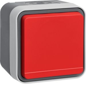 Berker 47403521 Schutzkontakt-Steckdose mit rotem Klappdeckel Aufputz W.1 grau/lichtgrau