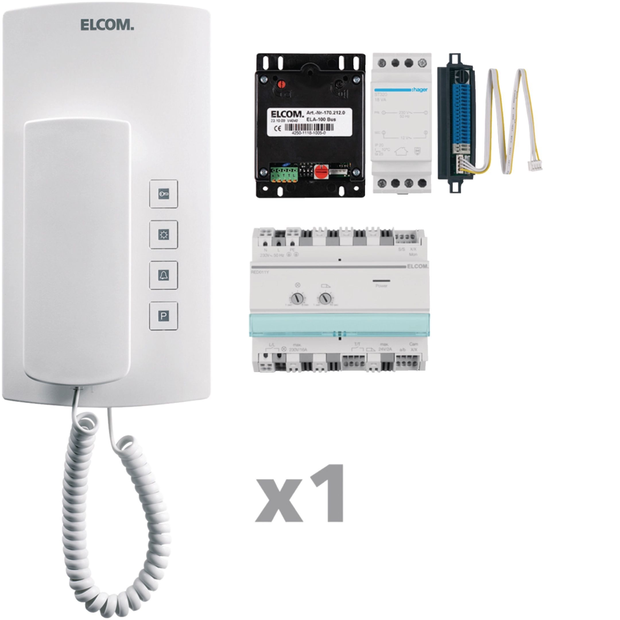 Elcom 1001901 AudioKit 1 Teilnehmer, i2Audio, weiß, BHT-200