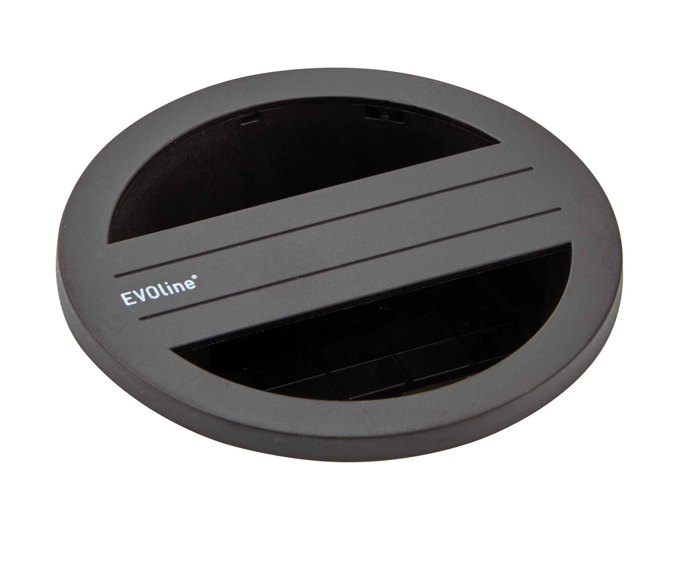 EVOline® 159273014600 Tisch-Einbausteckdose Circle80 Access, Kabelauslass mit 2 Öffnungen für verschiedene Verschlussplatten, schwarz