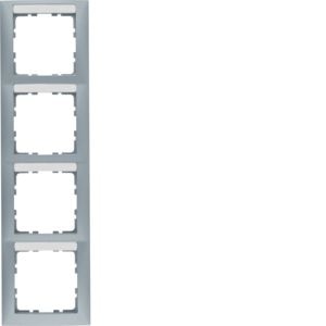 Berker 10149959 Rahmen 4-fach senkrecht mit Beschriftungsfeld S.1 aluminium matt