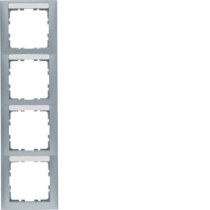 Berker 10149959 Rahmen 4-fach senkrecht, mit Beschriftungsfeld, S.1, aluminium matt