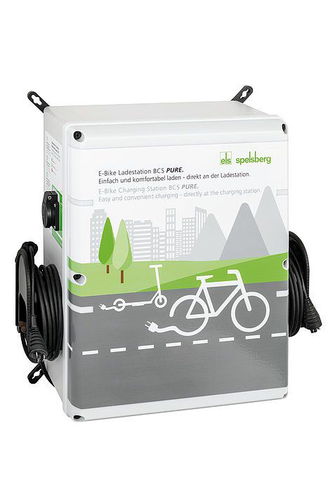Spelsberg 58113201 E-Bike Ladestation mit 4 Ladepunkten, 2x Schutzkontakt-Steckdose, 2x Bosch