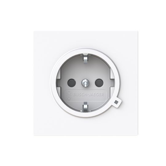 Busch-Jaeger 20 EUCBL-44G Schutzkontakt-Steckdose Safety+ mit LED-Kontrolllicht, mit erhöhtem Berührungsschutz, mit Befestigungskrallen, studioweiß glänzend, Busch-art linear