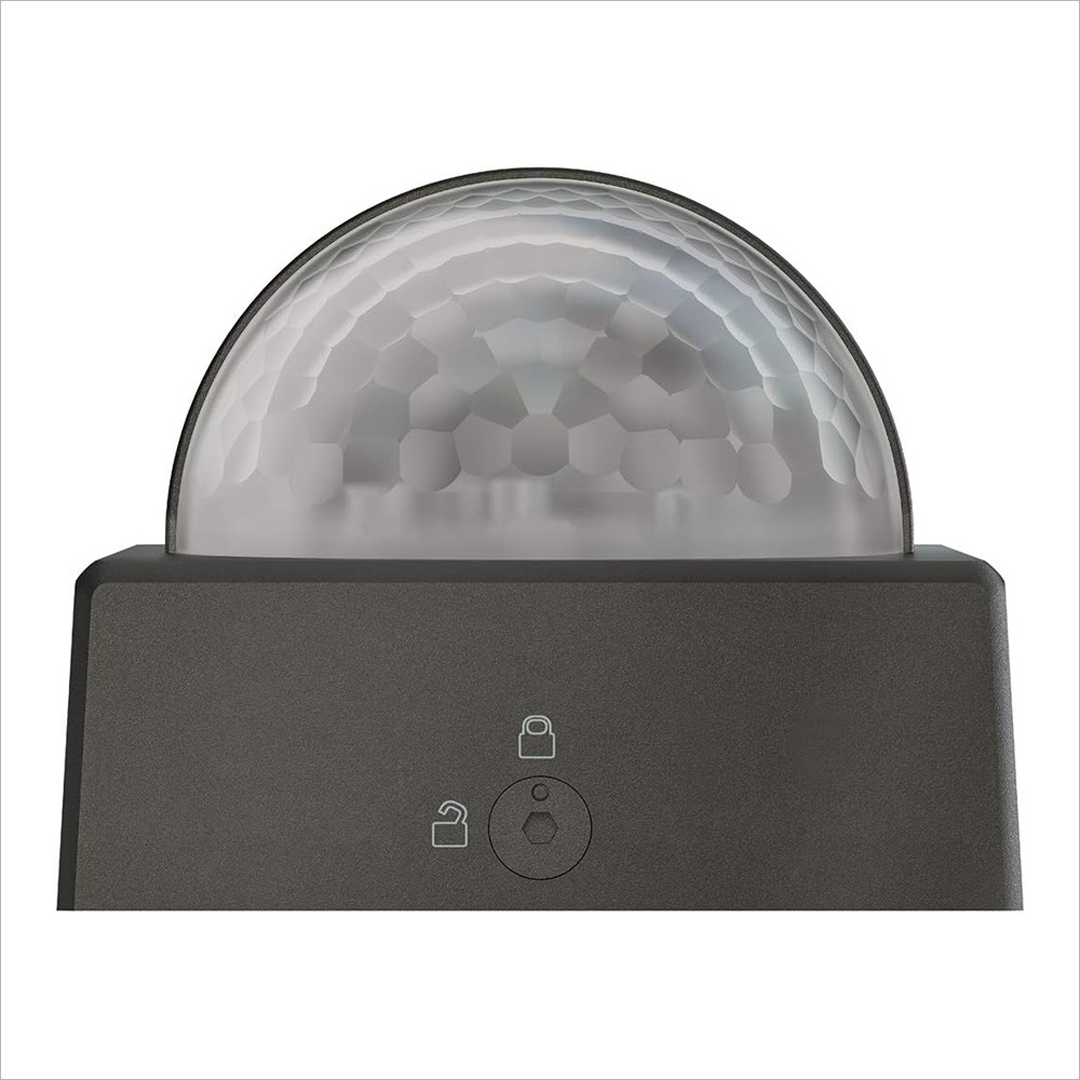 Theben 1010201 theLuxa R180 BK Bewegungsmelder 180° für Wandmontage, Lichtsteuerung, max. 12 m, schwarz