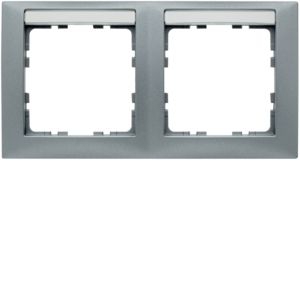 Berker 10229959 Rahmen 2-fach mit Beschriftungsfeld waagerecht, S.1, aluminium matt